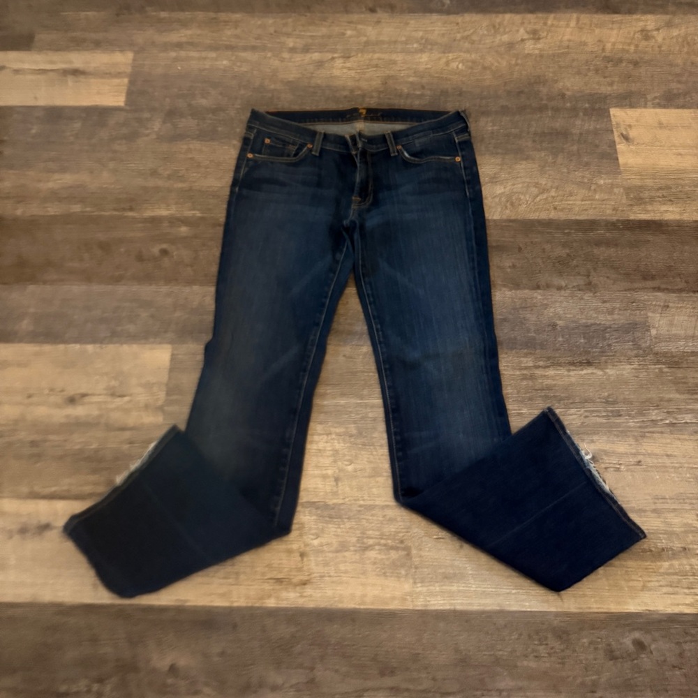 7 for all Mankind, low-rise, bootcut jeans. 32inch waist,